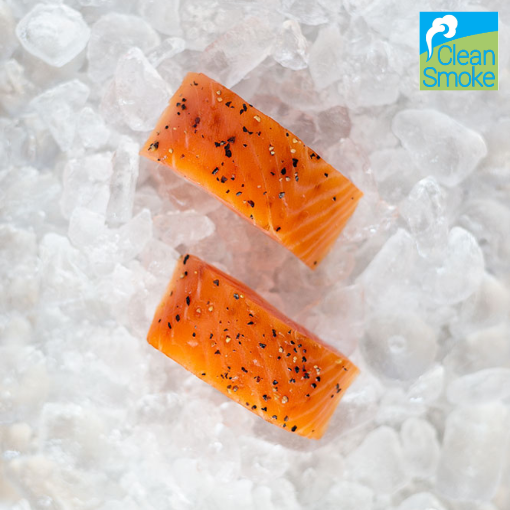 Premium Lachs Rückenfilet mit Pfeffer-Ahorn-Sirup, kalt geräuchert ca.400g