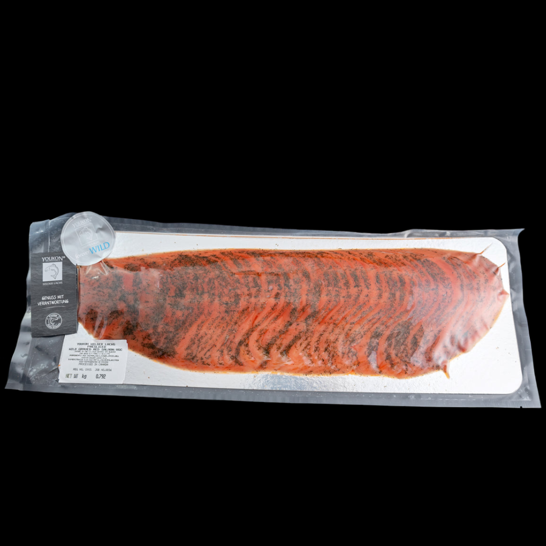 Yukon Red Salmon graved, Ganze Seite geschnitten 700g-870g