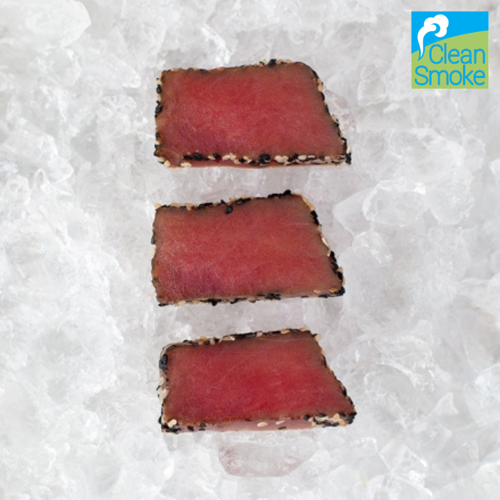 Premium Thunfischfilet mit Sesam ummantelt, kalt geräuchert, im Stück ca. 250g